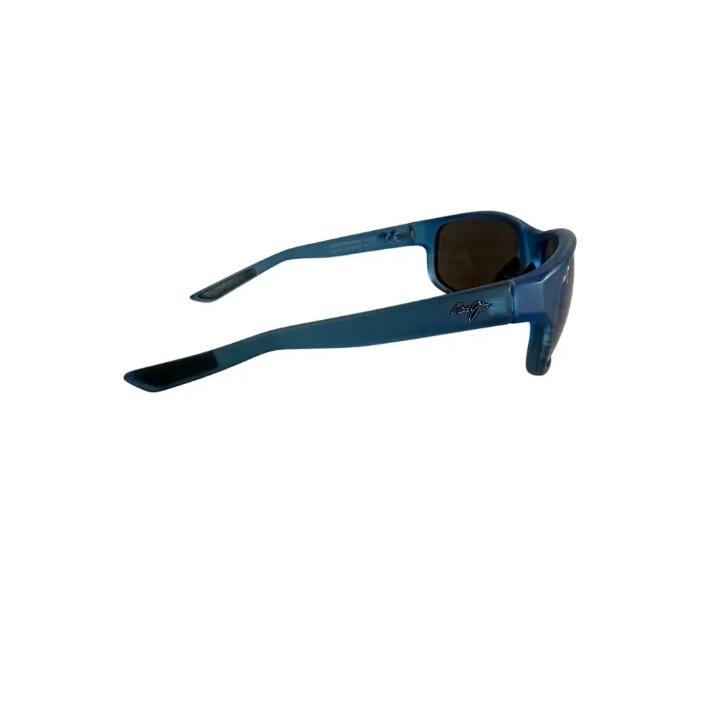 Maui Jim Kaiwi Channel Blue Black Stripe Blue Hawaii Polarized Wrap Sunglasses